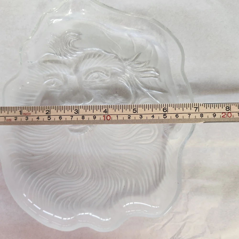 Vintage Clear Frosted Glass Santa Decorative Plate - Picture 2 of 5